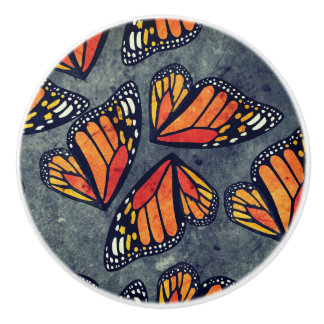 Monarch Butterfly Wings Trio Grey Marbled セラミックノブ