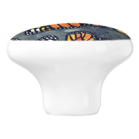 Monarch Butterfly Wings Trio Grey Marbled セラミックノブ (側面)