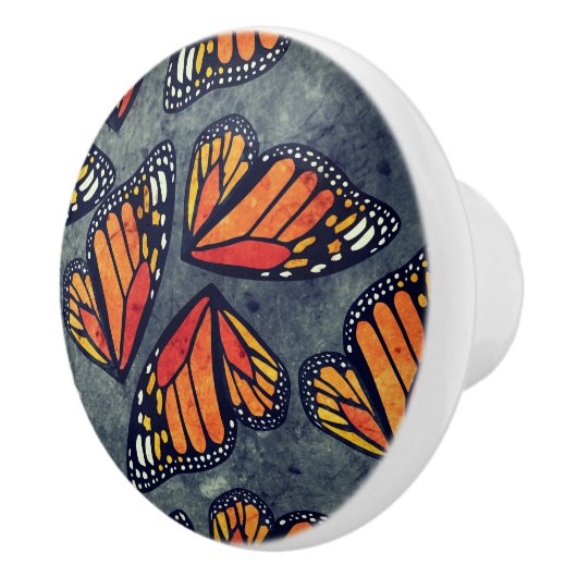 Monarch Butterfly Wings Trio Grey Marbled セラミックノブ (右)