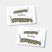 Monarch caterpillar cartoon illustration   バッジ (正面＆裏面)