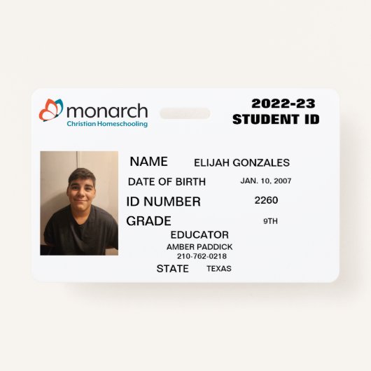 MONARCH HOMESCHOOL ID バッジ (正面)