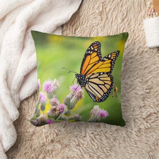 Monarch on Thistle クッション (ブランケット)