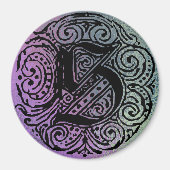 Monarchia "S"紫と青の背景(大) マグネット (正面)