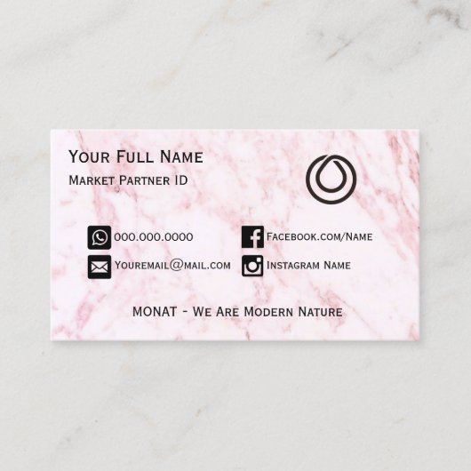 MONATピンク大理石名刺 名刺 (正面)