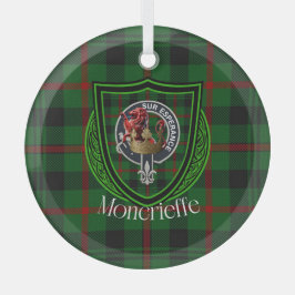 Moncrieffe Scottish Clan Tartan & Crest ガラスオーナメント
