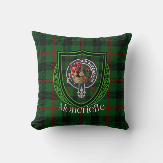Moncrieffe Scottish Clan Tartan & Crest クッション (正面)