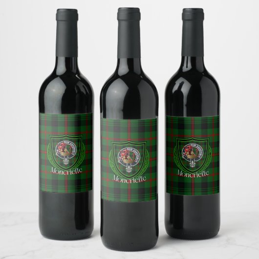 Moncrieffe Scottish Clan Tartan & Crest ワインラベル (ボトル)