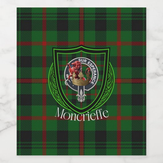 Moncrieffe Scottish Clan Tartan & Crest ワインラベル (シングルラベル)