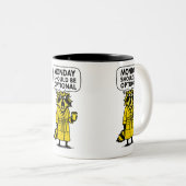 MondayはオプションのRacoonであおもしろいる ツートーンマグカップ (正面右)