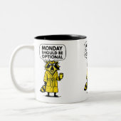 MondayはオプションのRacoonであおもしろいる ツートーンマグカップ (左)