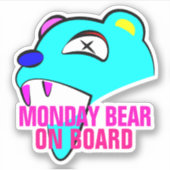 Monday Bear on Board Bumper シール (正面)