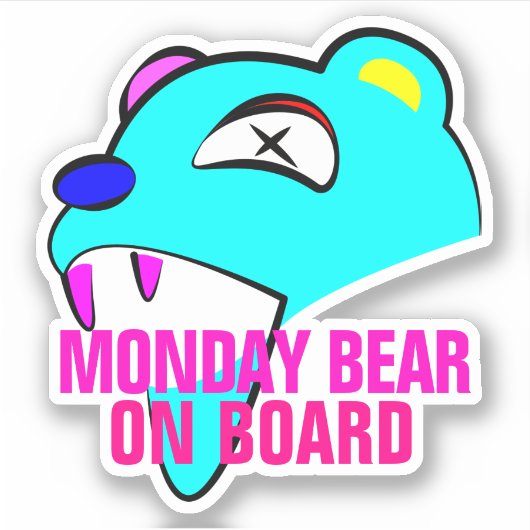 Monday Bear on Board Bumper シール (正面)