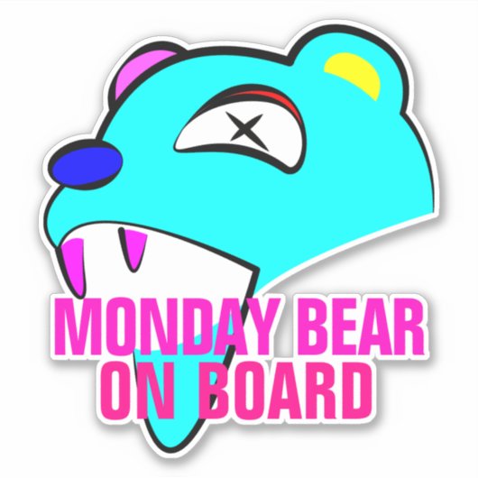 Monday Bear on Board Bumper シール (正面)