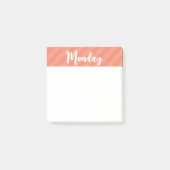 Monday - Coral – 週の日- Post It Notes ポストイット (正面)