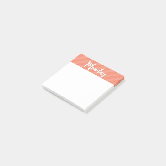 Monday - Coral – 週の日- Post It Notes ポストイット (アングル)
