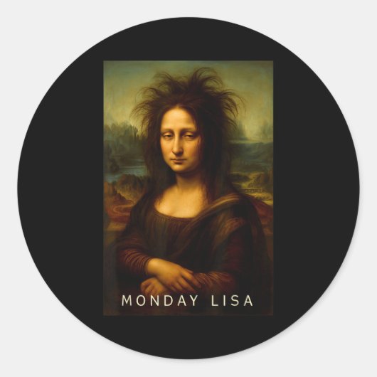 Monday Lisa Disheveled Clic Art Parody Week Start  ラウンドシール (正面)