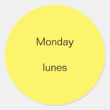 Monday lunes English to スペインの Stickers