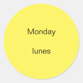 Monday lunes English to スペインの Stickers ラウンドシール