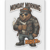 Monday Morning Rider Sticker — Biker Bear Coffee シール (正面)