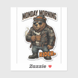 Monday Morning Rider Sticker — Biker Bear Coffee シール