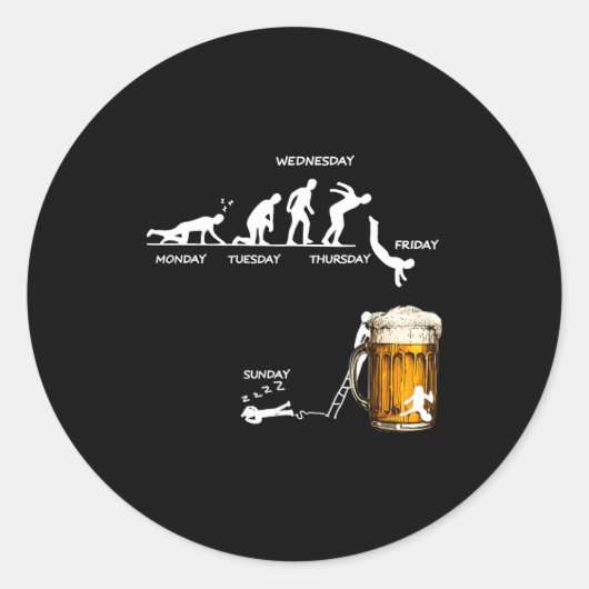 Monday Tuesday Thursday Friday Saturday Sunday Bee ラウンドシール (正面)