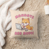 Mondays Are Ruff - Kawaii Shiba Inu Dog Pun Office クッション (ブランケット)