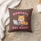 Mondays Are Ruff - Kawaii Shiba Inu Dog Pun Office クッション (ブランケット)