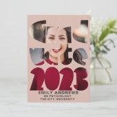 Mondern Simple Graduation Photo Rose Gold 招待状 (スタンド正面)