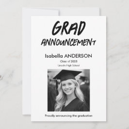 MondernBlack and White Graduation Announcement 招待状