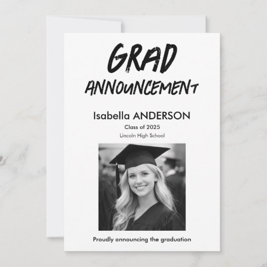 MondernBlack and White Graduation Announcement 招待状 (正面)