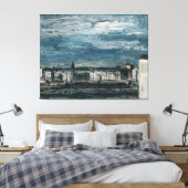 Mondnacht am Murufer in Graz キャンバスプリント (インサイチュ (寝室))
