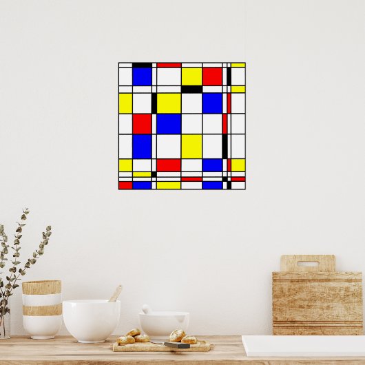Mondrian art style ポスター (キッチン)