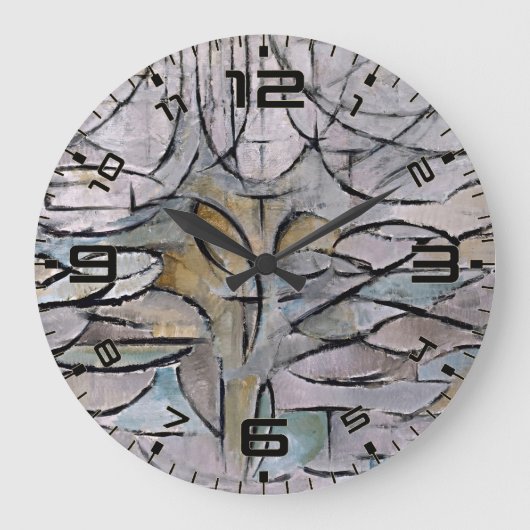 Mondrian Bloom Abstract Art Wall Clock ラージ壁時計 (正面)
