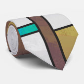 Mondrian Brown Yellow Teal Print ネクタイ (ロール)