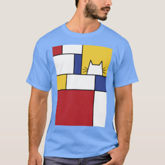 Mondrian Cat boy girl retro Tシャツ