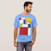 Mondrian Cat boy girl retro Tシャツ (正面フル)
