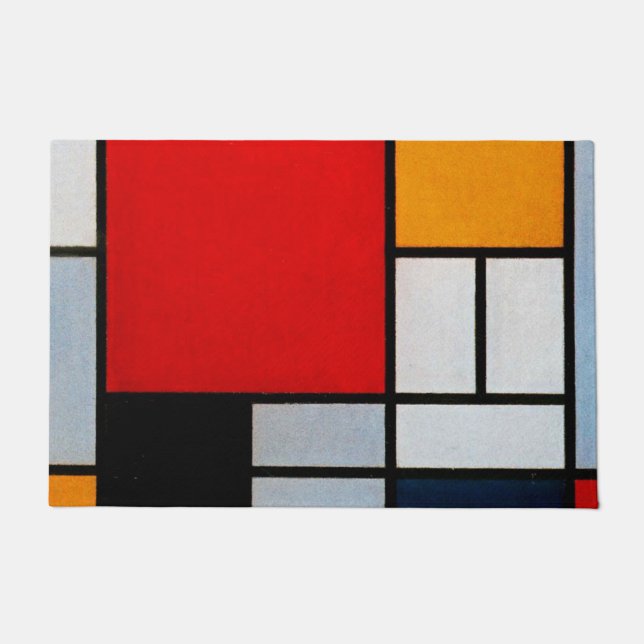 Mondrian - Composition with large red plane ドアマット (正面)