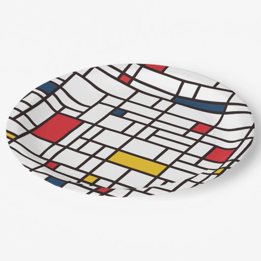 Mondrian De Stijl ペーパープレート (アングル)