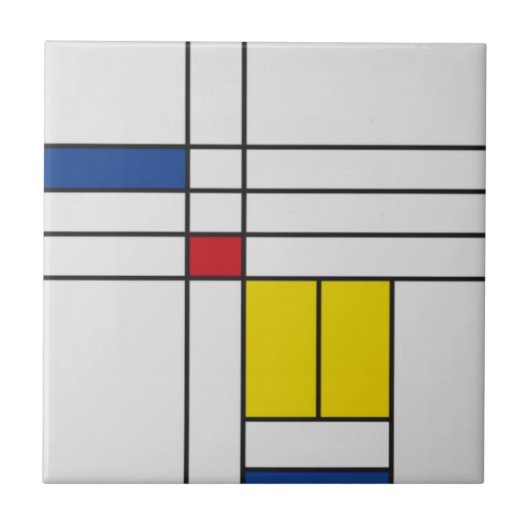 Mondrian II Minimalist De Stijl タイル (正面)