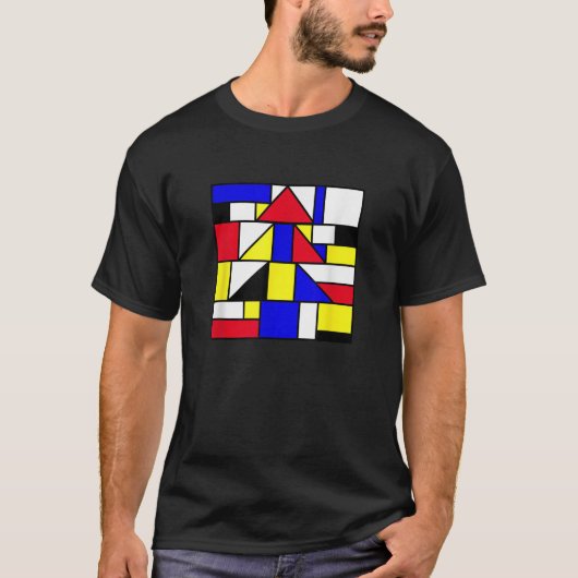 Mondrian inspired abstract primary colors geometri tシャツ (正面)