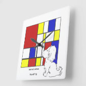 Mondrian Inspired Chamomile スクエア壁時計 (傾斜)