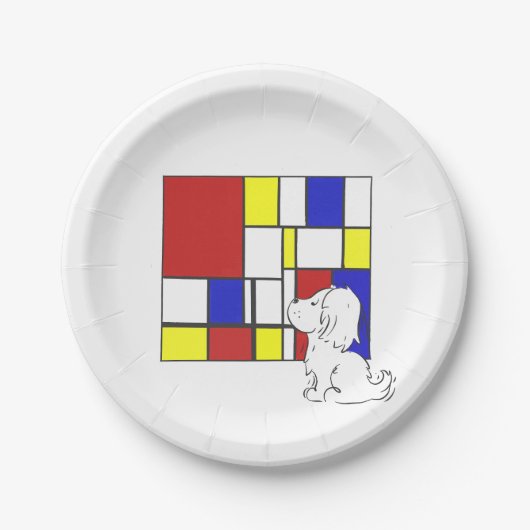 Mondrian Inspired Chamomile ペーパープレート (正面)