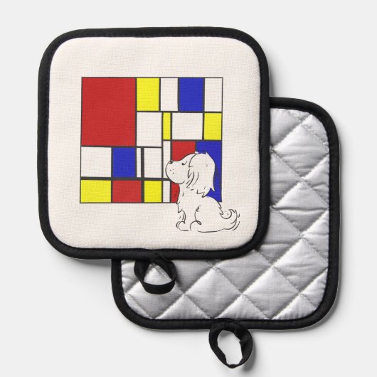 Mondrian Inspired Chamomile 鍋敷き (正面/裏面)