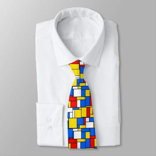 Mondrian Inspired Style Red Blue Yellow Pattern ネクタイ (タイ)