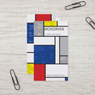 Mondrian Minimalist De Stijl Artのレトロの円 名刺