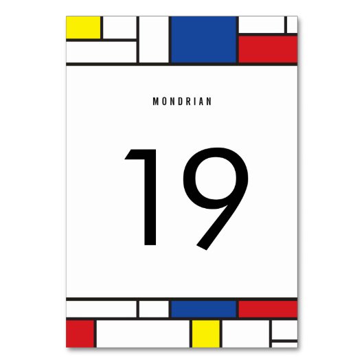 Mondrian Minimalist Geometric De Stijl Modern Art テーブルナンバー (正面)