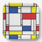 Mondrian Minimalist Geometric De Stijl Modern Art ペーパープレート (正面)