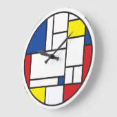 Mondrian Minimalist Geometric De Stijl Modern Art ラージ壁時計 (傾斜)