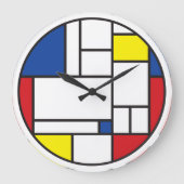 Mondrian Minimalist Geometric De Stijl Modern Art ラージ壁時計 (正面)