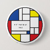 Mondrian Minimalist Geometric De Stijl Modern Art 缶バッジ (正面)